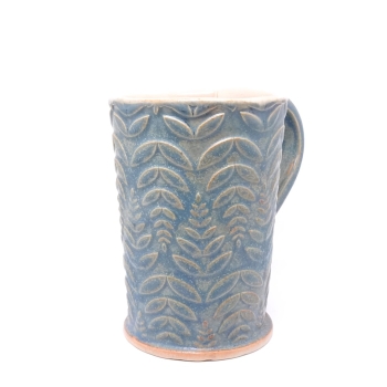 Kubek ceramiczny 380 ml niebieski w paprotki3