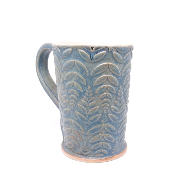 Kubek ceramiczny 380 ml niebieski w paprotki4