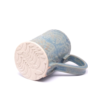 Kubek ceramiczny 380 ml niebieski w paprotki5