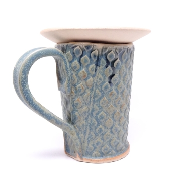 Kubek ceramiczny 380 ml niebieski w łezkę