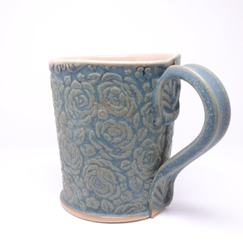 Kubek ceramiczny 500 ml niebieski w róże 4