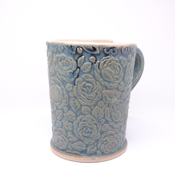 Kubek ceramiczny 500 ml niebieski w róże 3