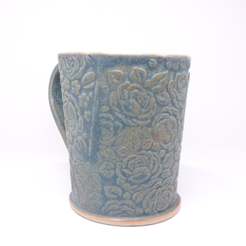 Kubek ceramiczny 500 ml niebieski w róże 2