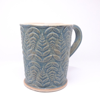 Kubek ceramiczny 500 ml niebieski w paprotkę 2