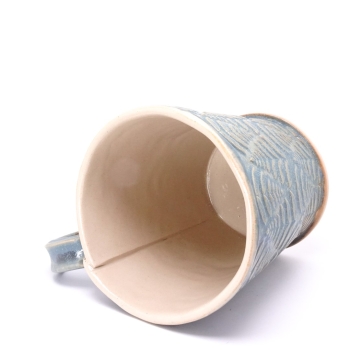 Kubek ceramiczny 500 ml niebieski w paprotkę 5