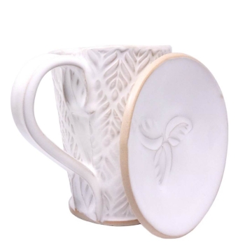 Kubek ceramiczny 380 ml białe listki
