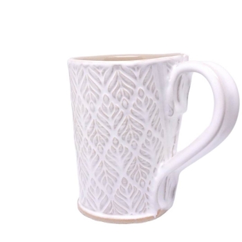 Kubek ceramiczny 380 ml białe listki 1