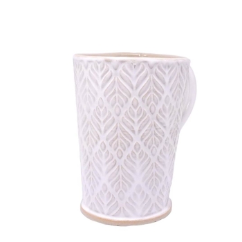 Kubek ceramiczny 380 ml białe listki 2
