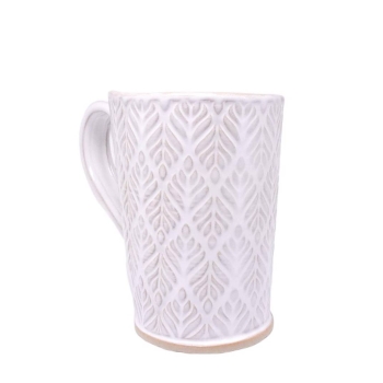 Kubek ceramiczny 380 ml białe listki 3