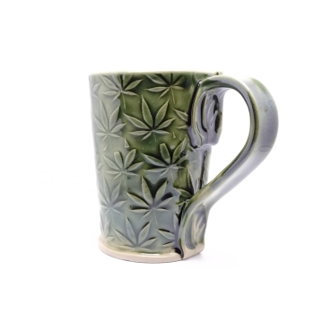 Kubek ceramiczny 380 ml zielony w liście marychy 2