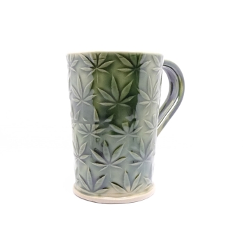 Kubek ceramiczny 380 ml zielony w liście marychy 3