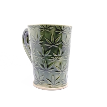 Kubek ceramiczny  6ml zielony w liście marychy 4