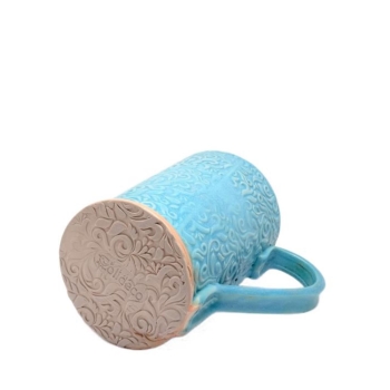 Kubek ceramiczny 800 ml turkusowy akant 4