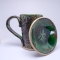 Kubek ceramiczny 380 ml  zielony w róże 1