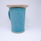 Kubek ceramiczny 380 ml turkusowy w listki