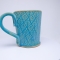 Kubek ceramiczny 500 ml turkusowy w listki 2