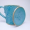 Kubek ceramiczny 500 ml turkusowy w paprotkę 2