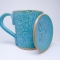 Kubek ceramiczny 500 ml turkusowy w róże 2