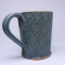 Kubek ceramiczny 500 ml niebieski w listki 2
