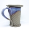 Kubek ceramiczny 380 ml  betonowy w kropki, z niebieskim wnętrzem