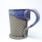 Kubek ceramiczny 380 ml  betonowy w kropki, z niebieskim wnętrzem 2