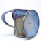Kubek ceramiczny 380 ml  betonowy z niebieskim wnętrzem 1